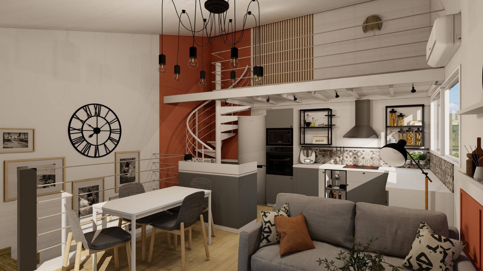 Conception et réalisation complète d'un appartement avec un mezzanine à Biot dans les Alpes-Maritimes