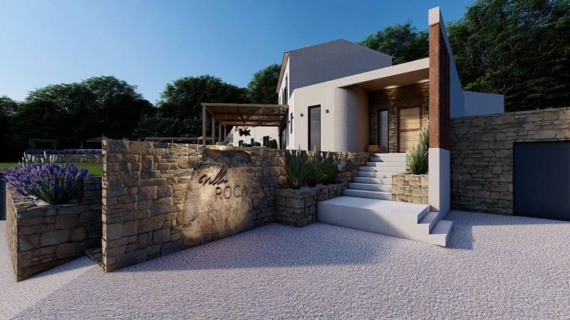 aménagement extérieur pour une villa Néo-Provençale à Tourrettes-sur-Loup 